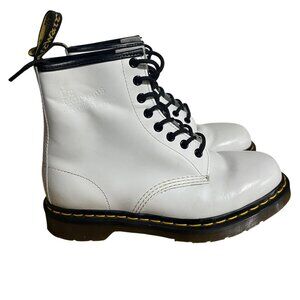Dr Martens 1460 White Leather Lace Up Boots Womens Size 8 Mens Size 7